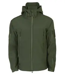 Зимняя одежда из мягкой кожи акулы тактическая ветрозащитная непромокаемая флисовая куртка мужская куртка с капюшоном Военная Полевая