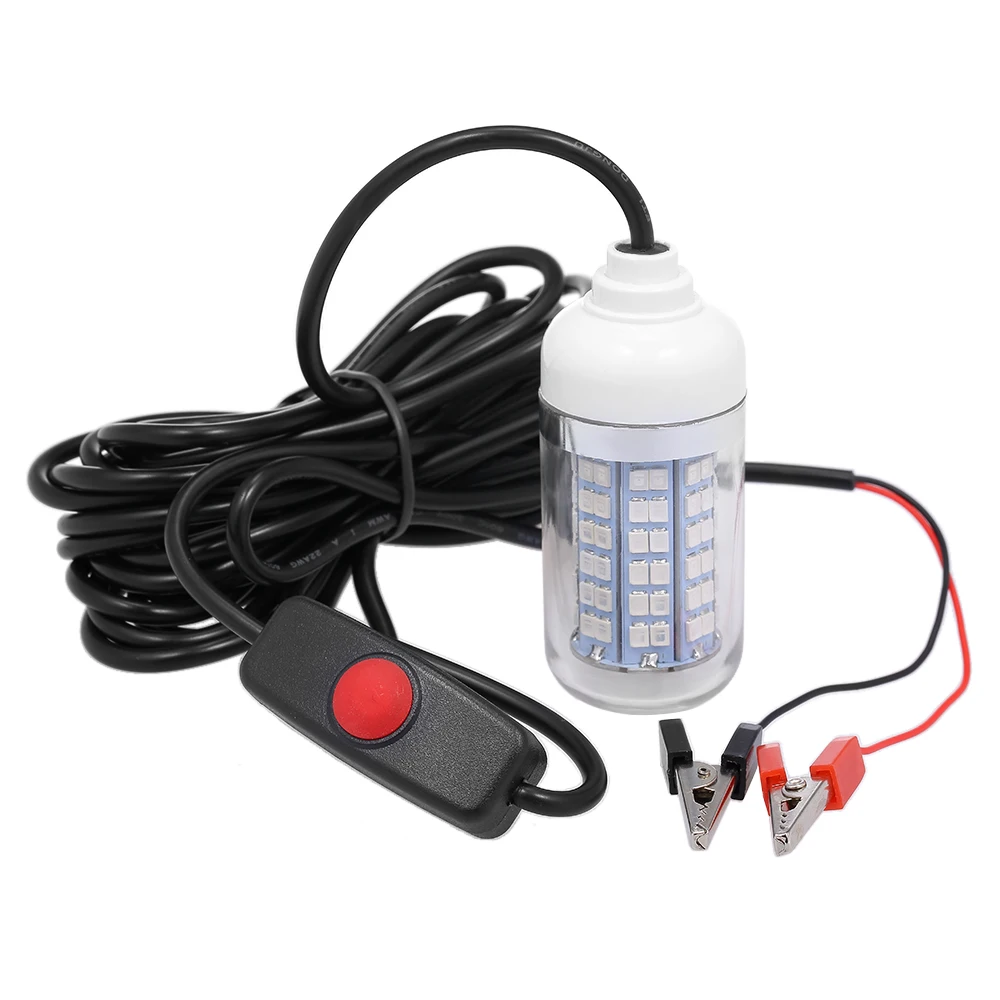 

Fishing Light 12V 15W Underwater Fishing Attract Light LED Lamp Fish Finding System Fishing Light Lamp LED with Battery Clip