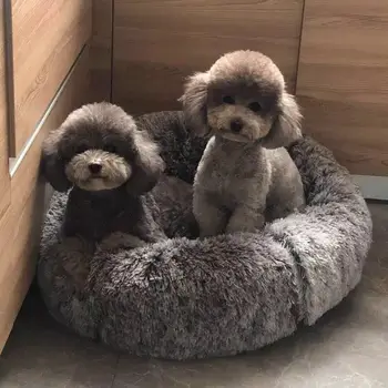 

Warm Long Plush Super Soft Dog Bed Pet Kennel Round Sleeping Bag Lounger Cat House Winter Warm Sofa Basket for Small Large Dog