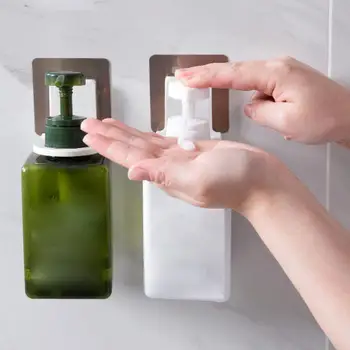 

Plastic Wall Mount Soap Shower Gel Dispenser Bottle Hanging Hook Rack Hand Sanitizer Holder Bathroom Kitchen Organizer No Drill