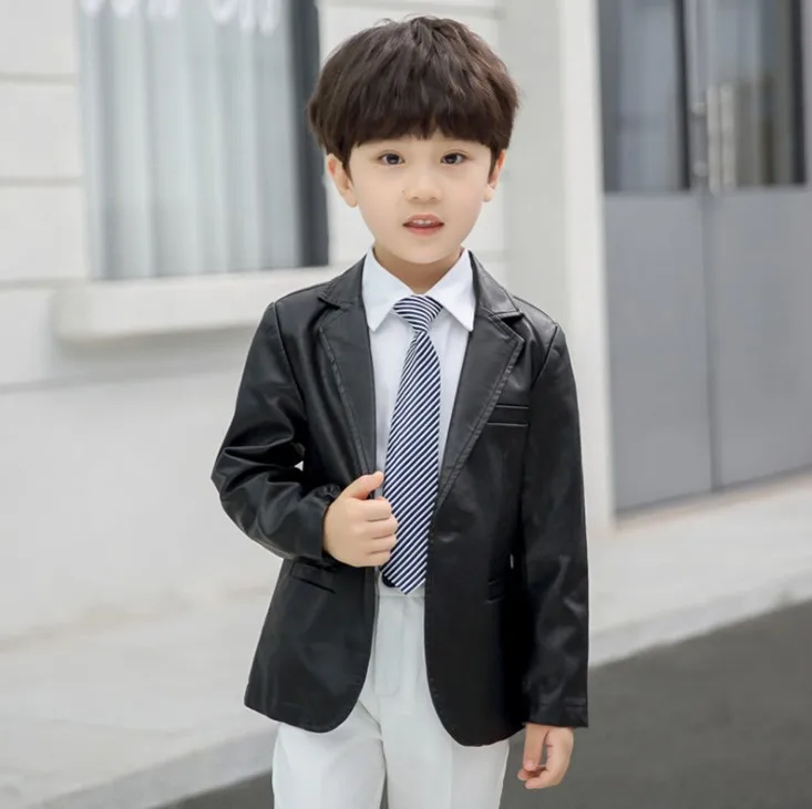 only jacket Рост 90 до 150 см, новинка года, Весенняя Модная стильная повседневная куртка из искусственной кожи для мальчиков красивая детская куртка, 1 предмет Детская куртка из искусственной кожи - Цвет: only jacket