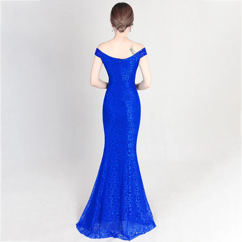 Off The Shoulder Black Mermaid Lace Evening Dress Long Party Dresses Women Evening Gown Women Robe De Soir E Rouge Abendkleider