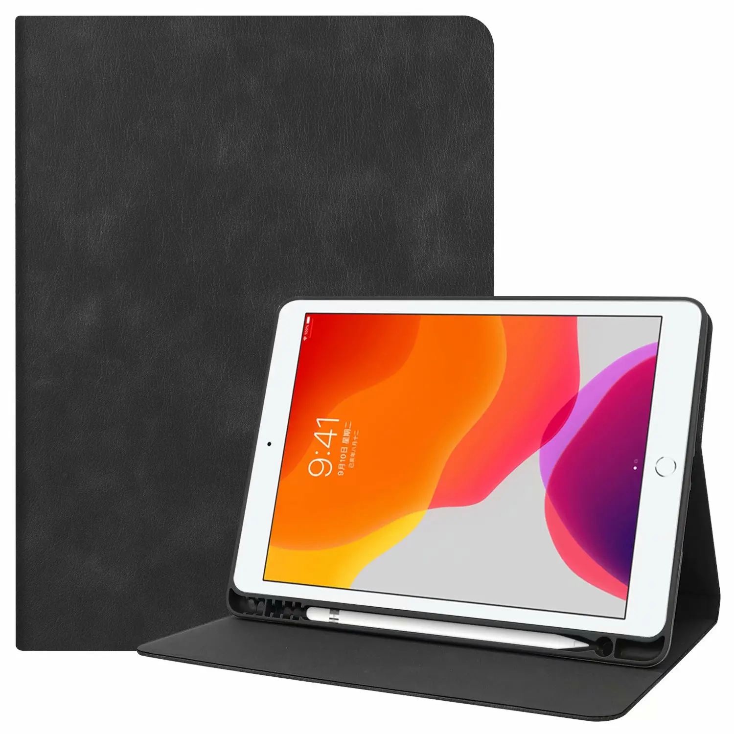 Кожаный чехол для iPad 7th 10," чехол A2198 с держателем карандаша, чехол-подставка для iPad 10,2 чехол с функцией автоматического сна/пробуждения