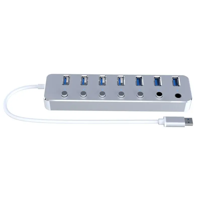 Alumunium 3,0 концентратор супер скорость 7 портов внешний микро-usb-хаб разветвитель портативный для Apple Macbook Air ноутбук ПК планшет концентратор