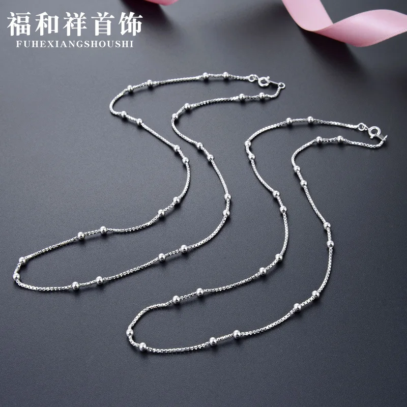 

Korean-style 925 Sterling Necklace Women's Choker 1.2 Octagonal Box Aberdeen Bag 3.0-Bead 2: 2 Accessories