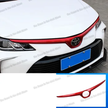 

Lsrtw2017 carbon fiber abs car front head logo trims for toyota corolla e210 2019 2020 2021 grill net red black accessories