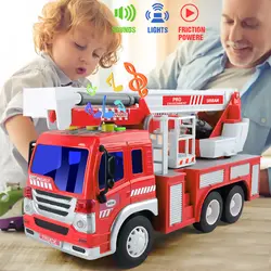 1:16 инерционная пожарно-спасательная машина, Инженерная модель автомобиля, игрушка с четырьмя клавишами, музыкальный светильник, детский
