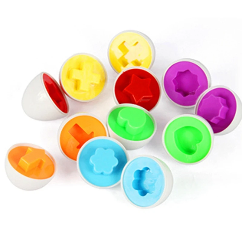 6 eggs/set Shape Puzzle Game Funny Smart Egg Toy Educational IQ Brain Teaser Kid Boy and Girl Children Test