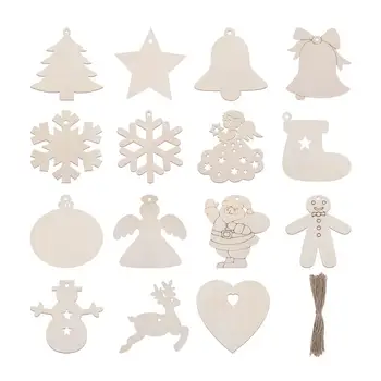 

120PCS Smooth Thickened Eco-friendly Hanging Ornaments Wood Slice Wooden Pendant for DIY Kids Crafts Christmas Tree