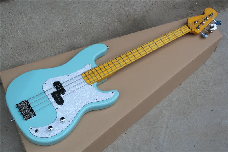 

4-String Bass Guitar,Sky Blue Color Body with Vintage Maple Fingerboard,Reverse Headstock and can be Customized