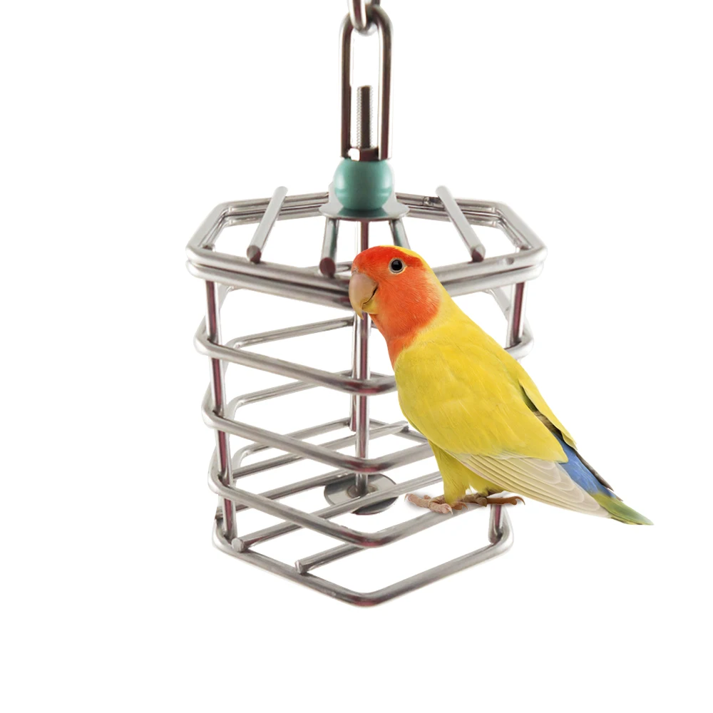 Pet Bird Parrot клетка из нержавеющей стали пищевая подвесная клетка для попугая кормушка блоки игрушка попугай Охота развлечения игрушки