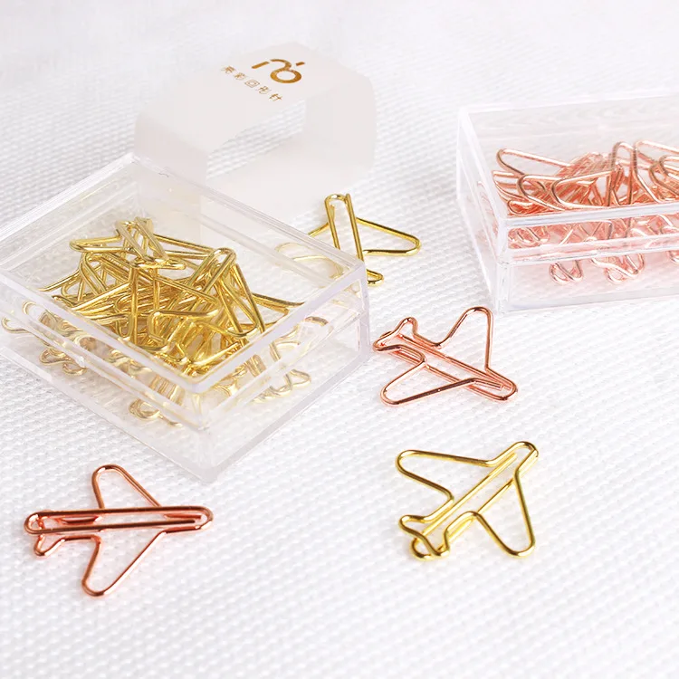 

Classic Style Airplane Clip Creative Unusual Shape Clip Gold Clip Rose Gold Clip 20 PCs a Box