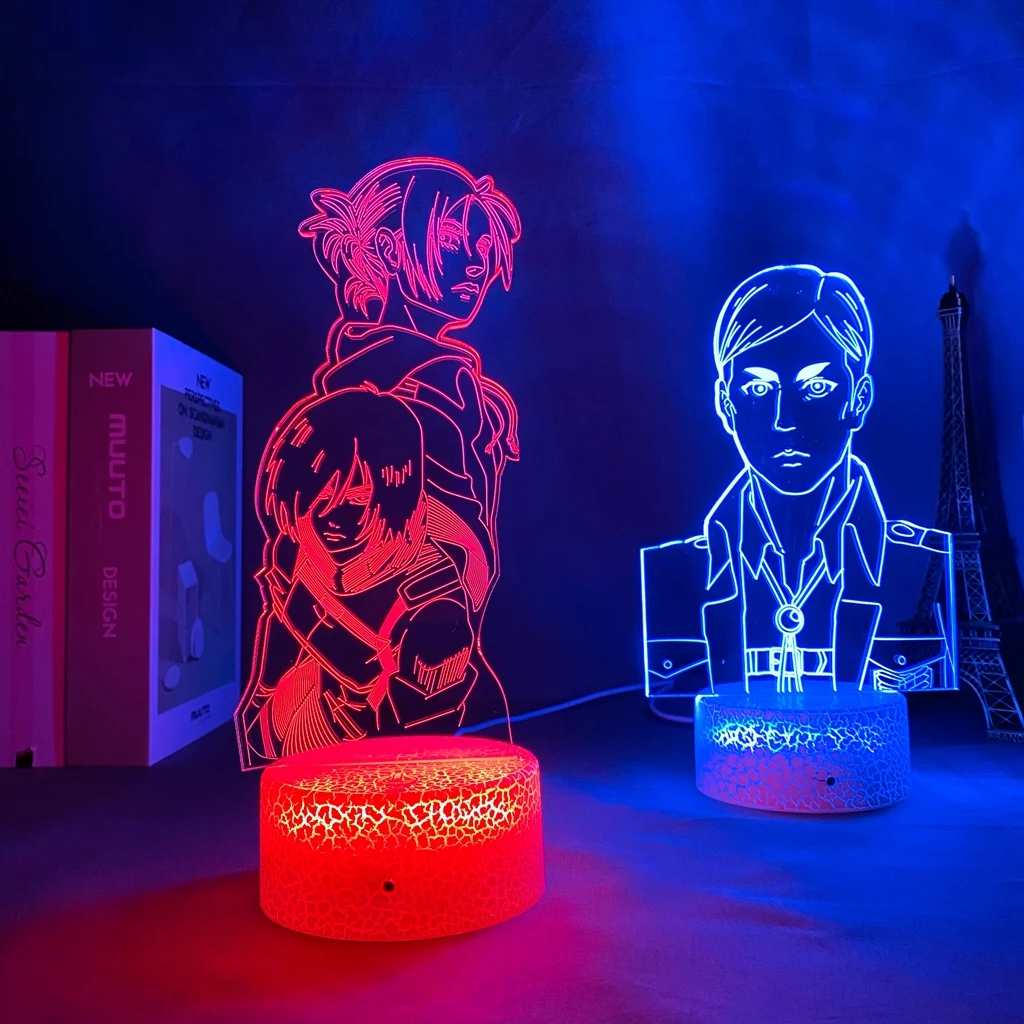 

Anime lamp Attack on Titan Mikasa 3d Lamp Annie Leonhart Light for Bedroom Decoration Kids Gift Attack on Titan LED Night Light