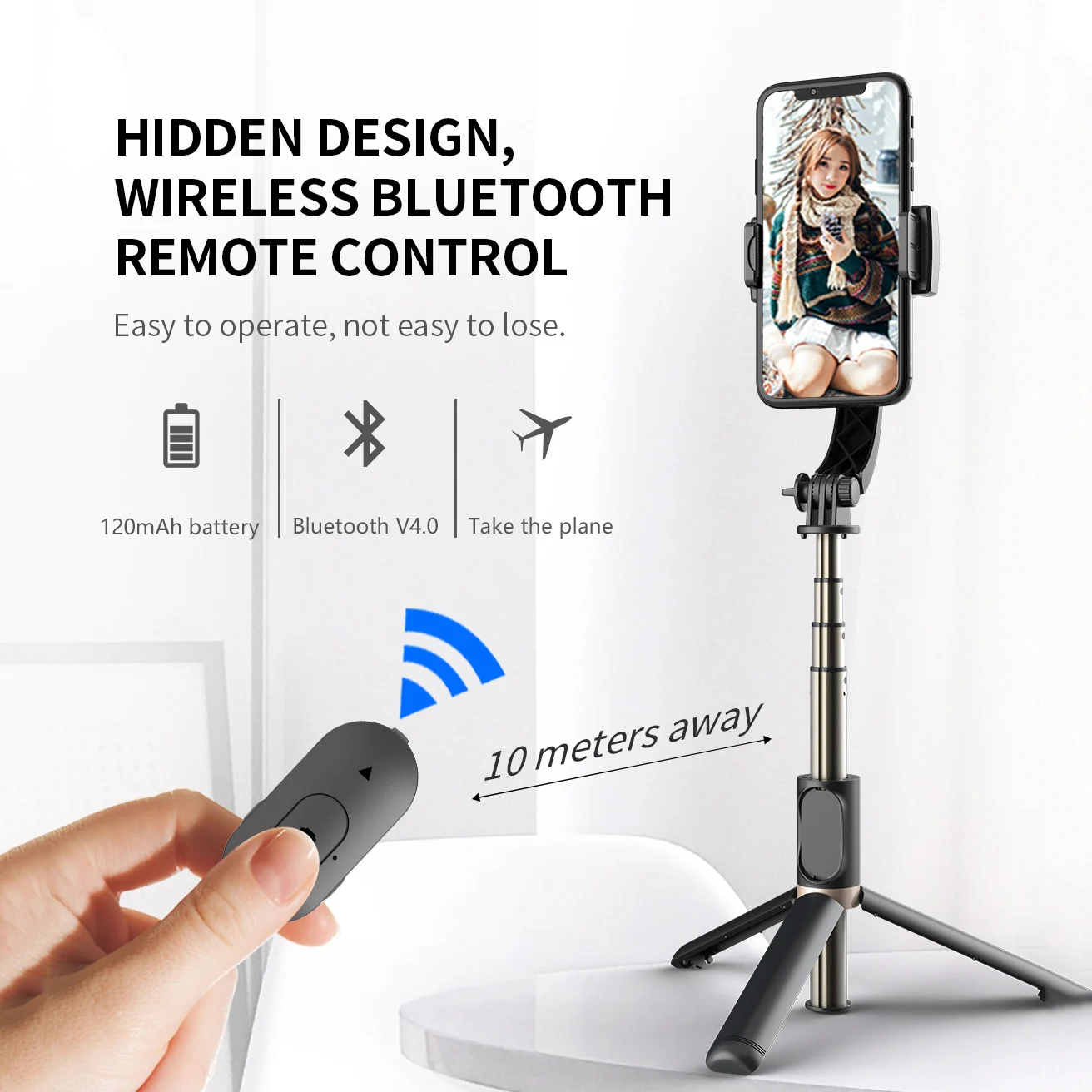 Handheld Gimbal Tripod Extendable Stabilizers Selfie Stick Smartphone Remote-Control