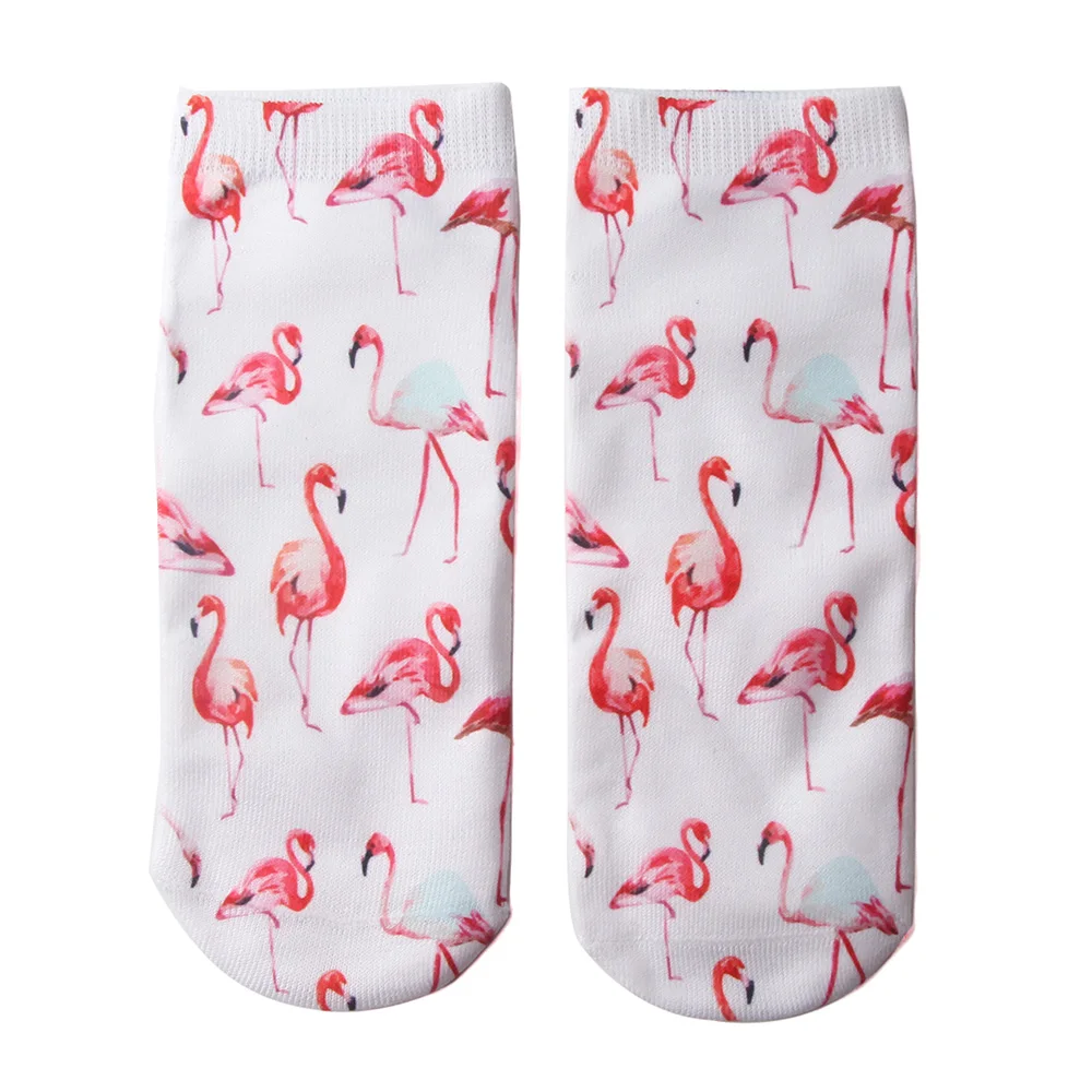 Flamingo Socks 3D Print Casual Women Durable Socks Cute Low Cut Ankle Cartoons Casual Type Teenager funny Socks QS512