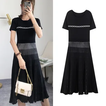 

Women Dress 2019 New Casual Joker Short Sleeve Knit Dress
