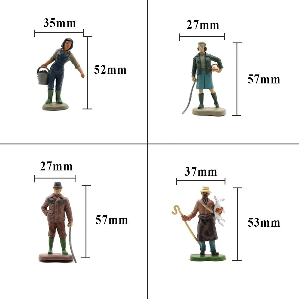 1:32 Model People Farm Villain On Farm for Landscape Railway Layout 4Pcs/set Sand Table Scene 2