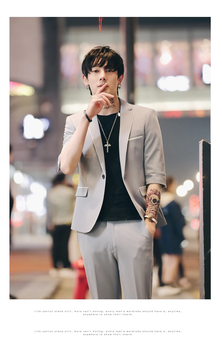 Мужские костюмы Slim Fit, комплект из 2 предметов, костюм Homme, белый, черный, свадебные смокинги для жениха, мужской деловой костюм с коротким рукавом, Terno