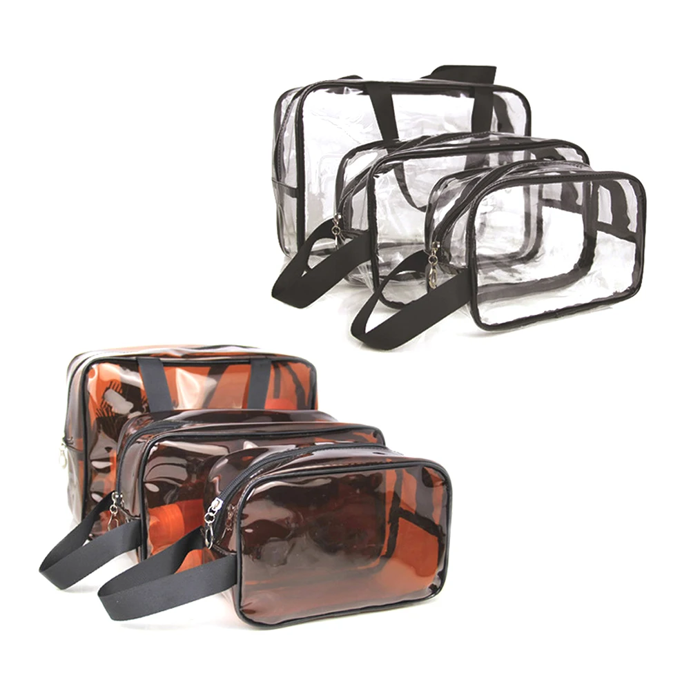 

Cosmetic Bag Transparent PVC Travel Case Zipper Closure Practical Toiletry Organizer Portable Waterproof Waterproof Durable