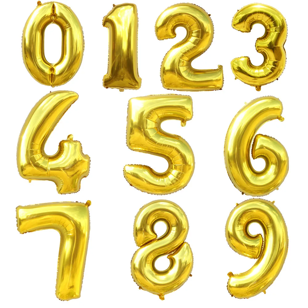 40 inch Numbers Large Balloons Aluminum Foil Helium Balloon Birthday Wedding Party Decoration gold silver pink blue
