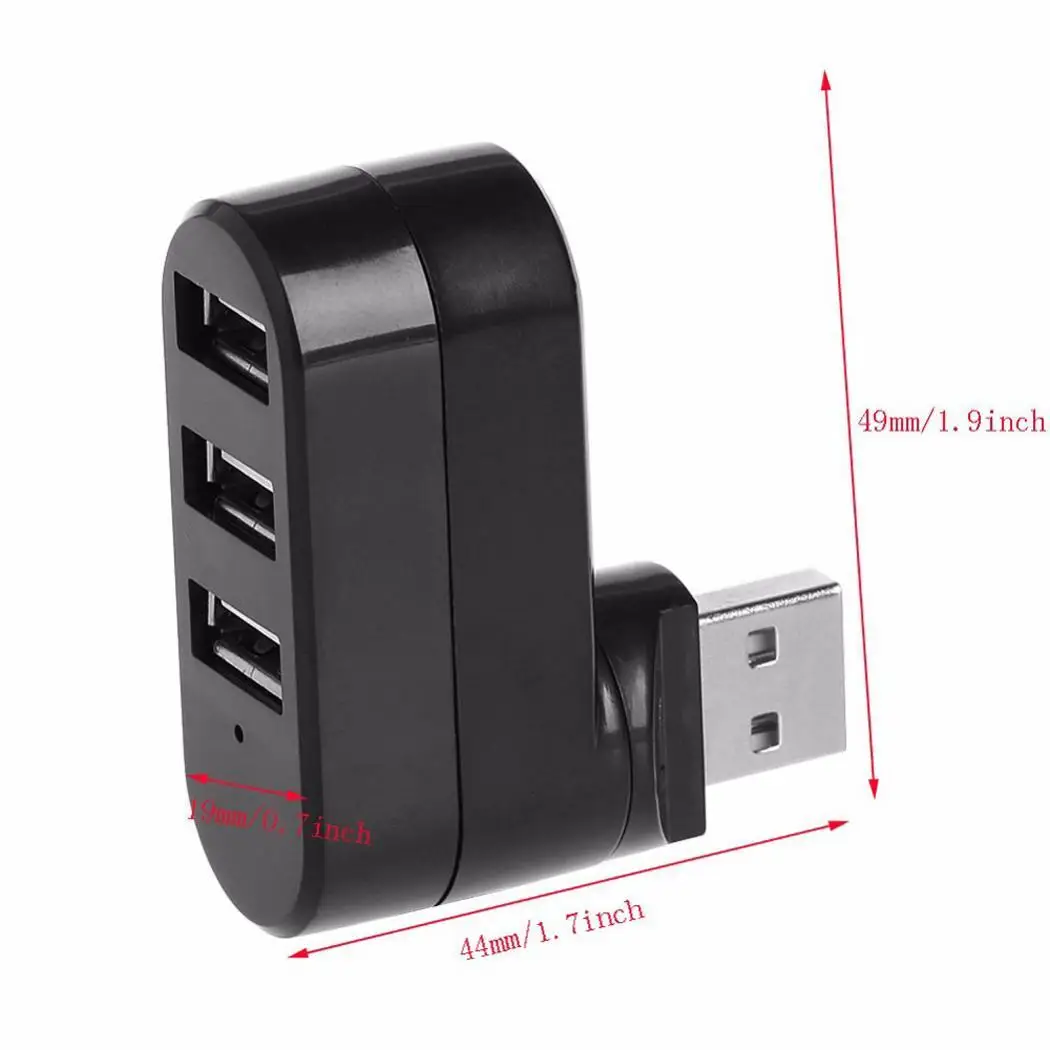 Вращающийся высокоскоростной 3 порта USB Spliter HUB 500mA сплиттер Spliter адаптер-20-75 градусов-40-85Degree 5V