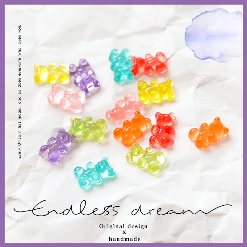 

HZ 2019 New Korean Cute Transparent Stereoscopic Candy Color Acrylic Gummy Bear Lovely Stud Earrings for Women Girls Party