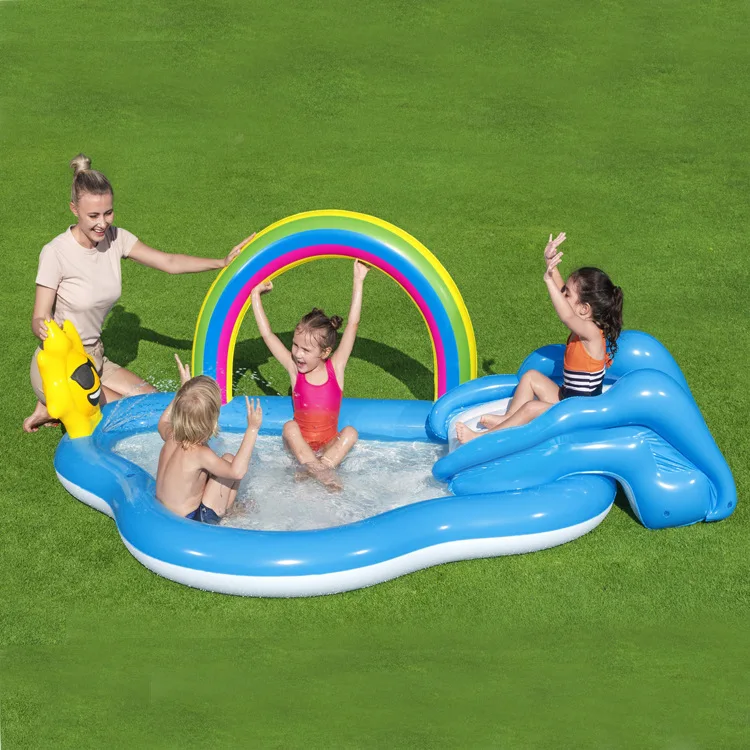 Thickened Beach Pools Children Summer Outdoor Inflatable Rainbow Toys Inflatable Water Slide Paddling Pools Kids Swimming Pool