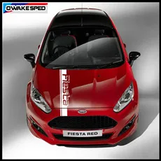 Racing Sport Car Hood Bonnet Stripes Stickers For Ford Fiesta ST RS Hatchback 2008-2018 3-5 Doors Auto Engine Cover Decor Decals (4)_副本