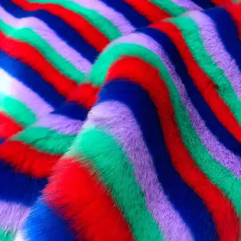 

Faux fur spot rainbow hair colorful plush cloth five-color jacquard imitation rabbit hair color horizontal stripe plush fabric