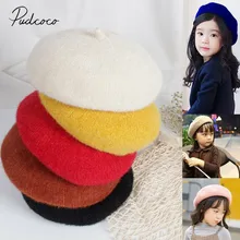 Аксессуары для малышей детская шапка берет для девочек теплая простая вязаная шапочка Newsboy Осенняя зимняя шапка однотонные береты ярких цветов От 2 до 8 лет