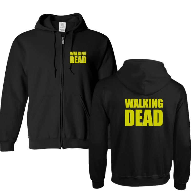 The Walking Dead Толстовки мужские толстовки с принтом Мужские толстовки теплые мужские куртки повседневные толстовки на молнии зимние пальто - Цвет: black