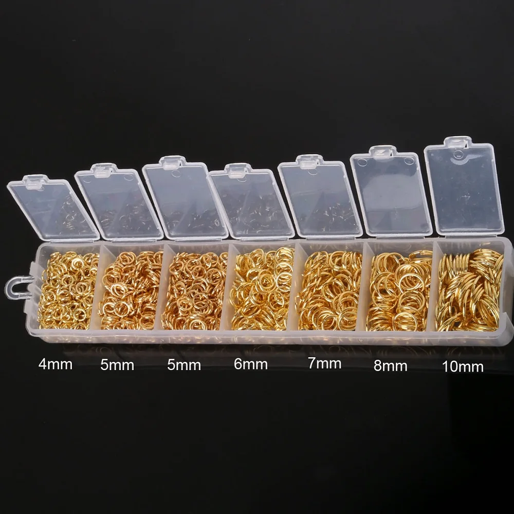 1800pcs/box 4 5 6 7 8 10mm mix size Open Jump Rings metal color Split Connectors For Jewelry Finding Making Earrings Accessories