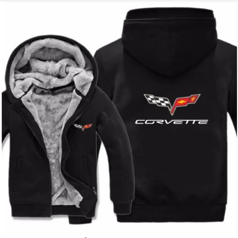 Chevrolet corvette толстовки куртка зимняя мужская повседневная шерстяная подкладка флисовая chevrolet corvette толстовки с капюшоном - Цвет: 1