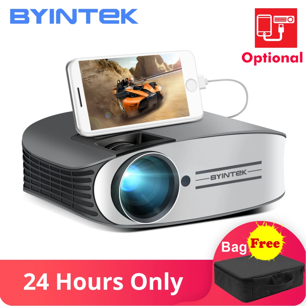 BYINTEK Brand MOON M7 200inch Home Theater HD Video LED Projector for Iphone Smart Android Mobile Phone Full HD 1080P