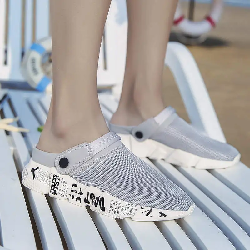 Comfort Men Shoes Casual Big Size Men's Home Slippers Fashion Mesh Soft Summer Sandals Crock Fishing Quick-drying Man Slipper B1