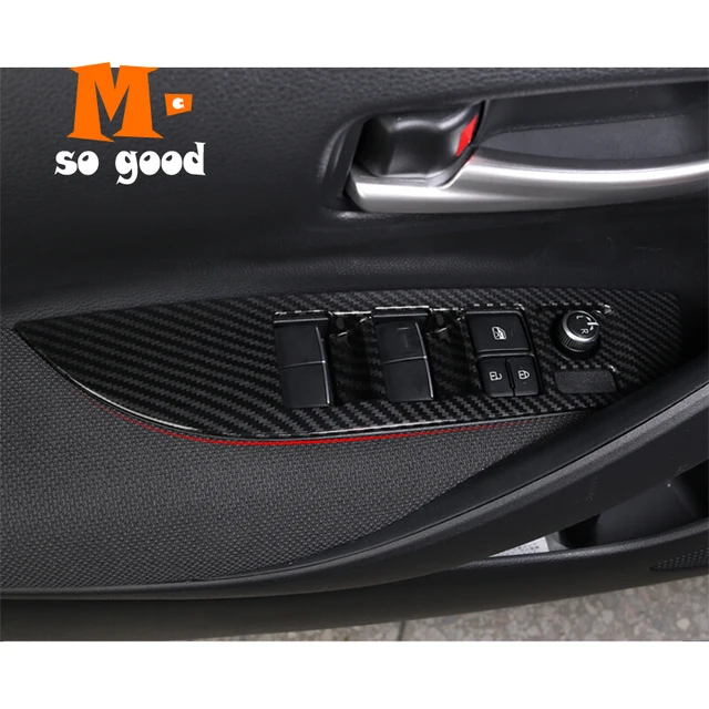 Car 4 Door Armrest Window Glass Lift Control Switch Cover Trim Styling Accessories ABS Matte/Carbon 2019 2020 for Toyota Corolla