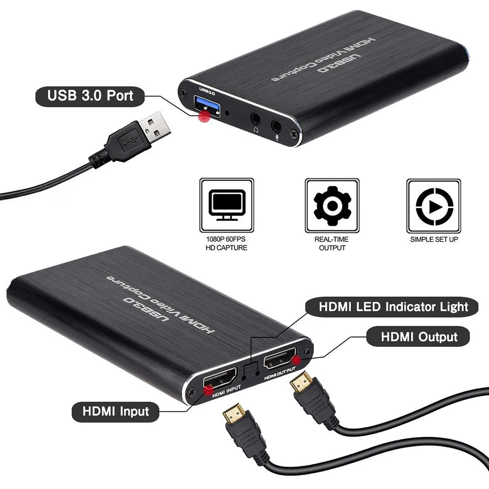 TECHVIDA Capturadora de Video USB, 4K 60HZ HDMI Video Capture, HDMI a USB  3.0 Convertidor Video Audio, Capturadora de Video HDMI para Juegos,  Transmisión, Enseñanza, Videoconferencia : : Electrónicos