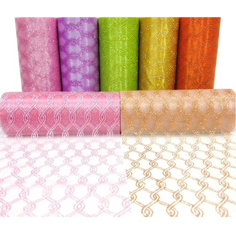 

15cmx10yard Sparkling Chain Tulle Roll - DIY Craft Wedding Party Gift Bow Craft Fabric Spool Tutu Party Banquet Decor Gift Wrap