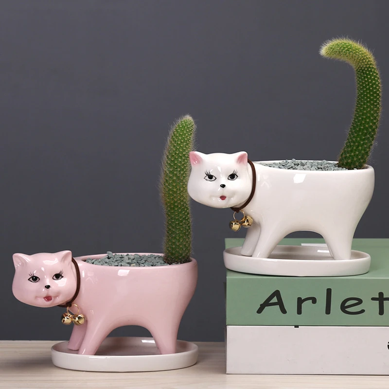 banjo Misverstand kiespijn Cartoons Handgemaakte Kat Bloempot Animal Keramiek Leuke Vaas Cactus  Succulenten Ingemaakte Sculptuur Bloemstuk Home Decor|Bloempotten &  Bloembakken| - AliExpress