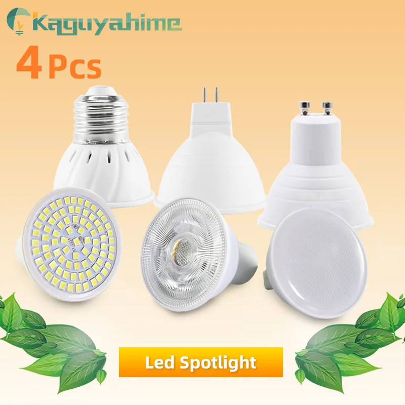 Kaguyahime 4Pcs E27 LED MR16 GU10 Lamp Spotlight Bulb Bombillas AC 220V LED Spot Light SMD 2835 Lampara High Bright Home Light