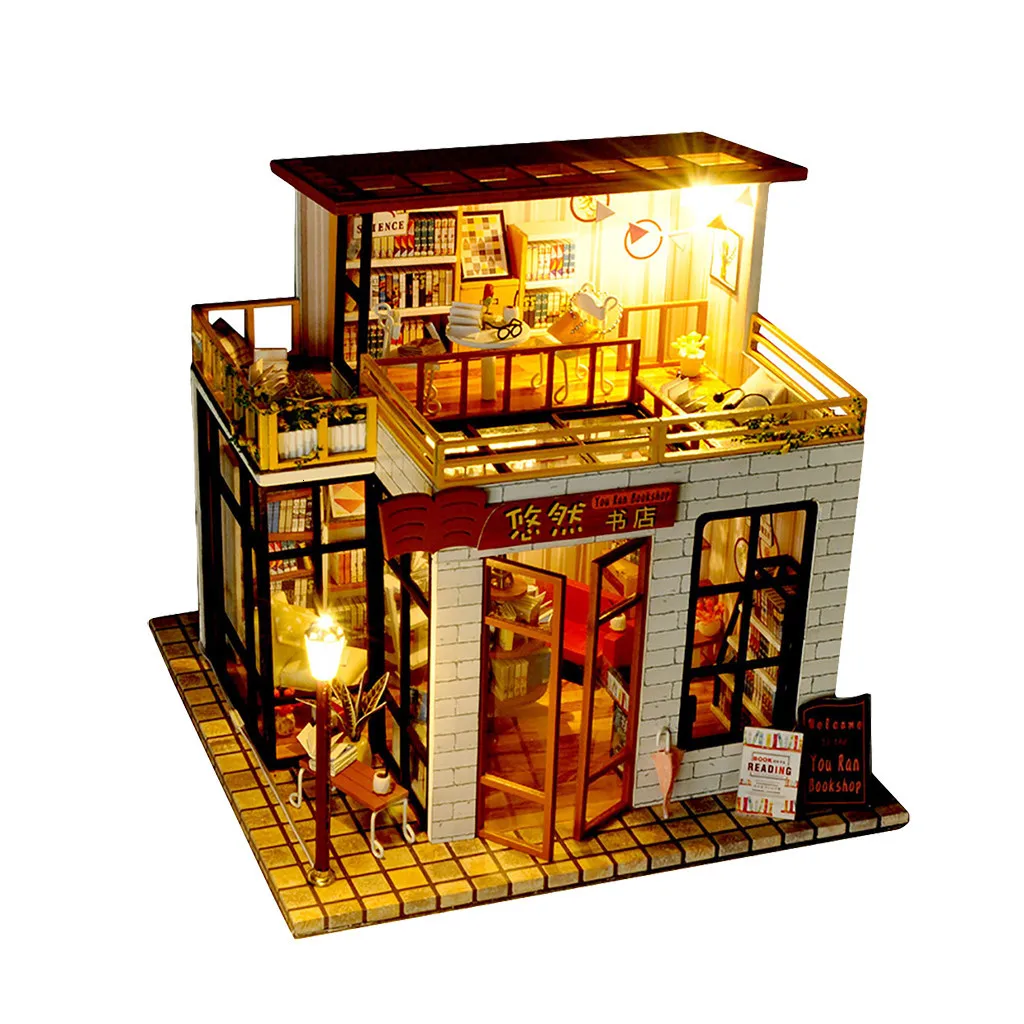 Детские игрушки ручной DIY Развивающие игрушки 3D Деревянный Кукольный дом мини древний город DIY Миниатюрная модель Рождественский подарок на день рождения