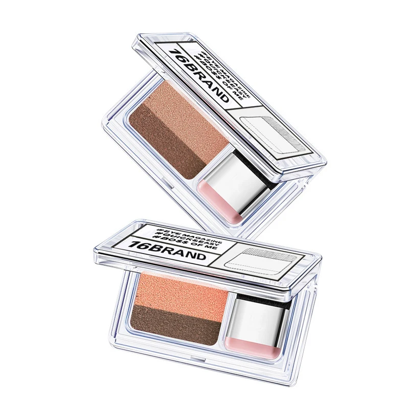 Beauty Glazed Double Color Lazy Eye Shadow Palette Shimmering Glitter Powder Pallete Eye The Shadows Pigment Cosmetic Brush 30S