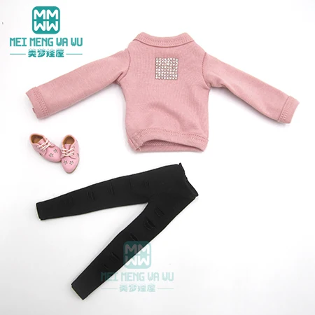 Blyth Кукла Одежда розовый свитер, дырки брюки, кожаная обувь для OB23 OB24 кукла azone аксессуары - Цвет: TZ--02