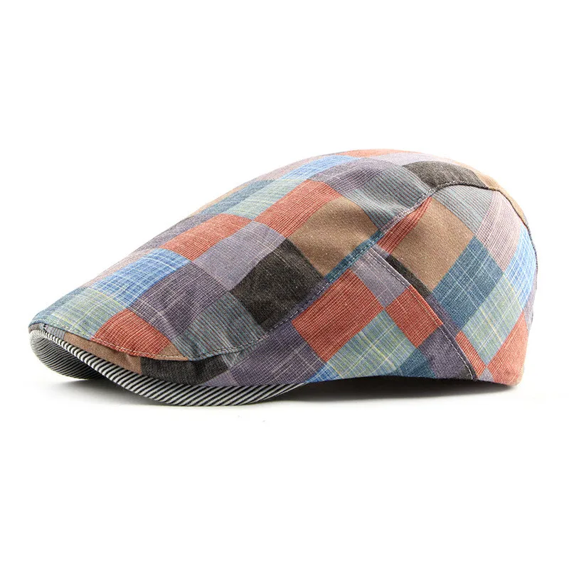 Spring and Summer Plaid Newsboy Caps Men Polyester Flat Peaked Cap Women Painter Beret Hats Beret Hat Newsboy Cap Newsboy Hat