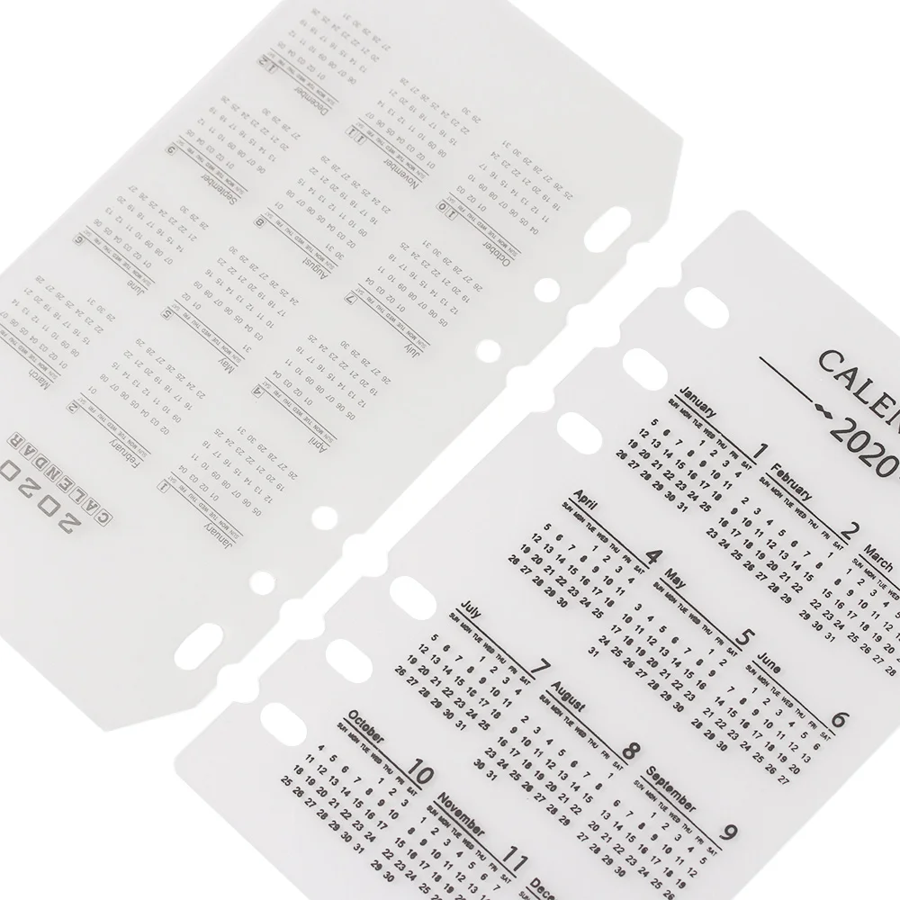 1Pc PP Calendar A5/A6 Loose-leaf 6 Holes Binder Index Divider Separator Stationery For Planner Organizer Notebooks