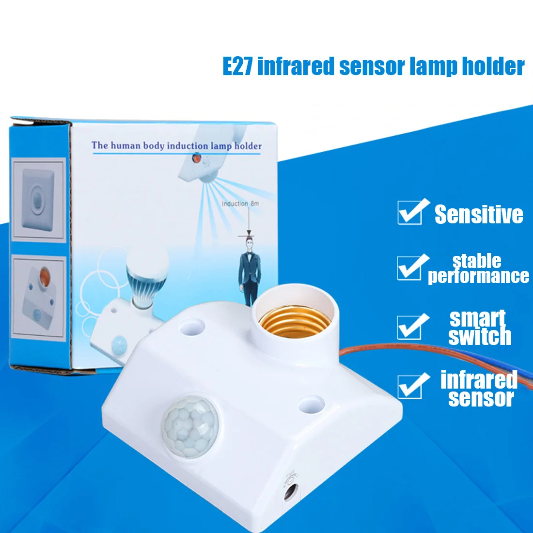 E27 Инфракрасный датчик движения человеческого тела светодиодный светильник