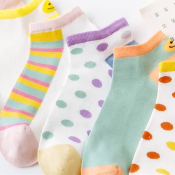 

Sweet Woman Sock Ladies Thin Socks Stripe Dot for Women Colorful Style Short Sox Female Cotton Trendy Spring Summer Calcetines