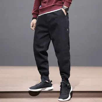 

Fashion Streetwear Men Jeans Black Color Loose Fit Casual Denim Cargo Pants Slack Bottom Harem Joggers Pants Hip Hop Jeans Men