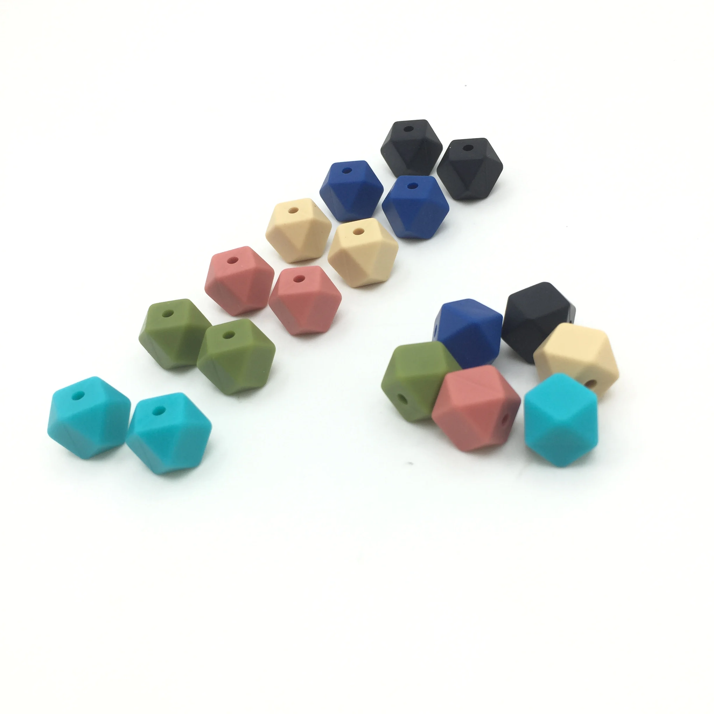 

New silicone beads Geometric candy color 50PC baby teether Mini Hexagon bead Necklace Pendant DIY nursing bracelet kids beads