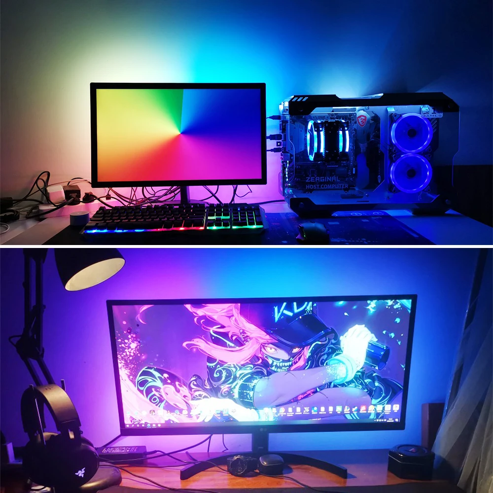 ambiente rgb inteligente led pixel tira computador portátil sonho tela sincronizar kit